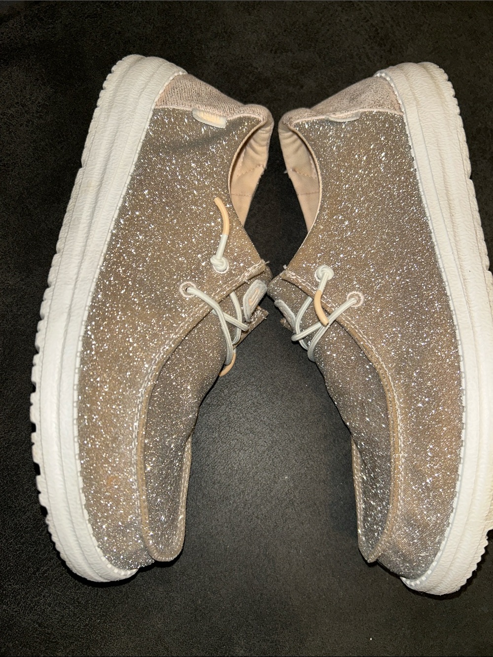 Hey Dude Wendy Metallic Sparkle Rose Gold Glitter Foam Slip On Shoes 10 Pink - Picture 5 of 12